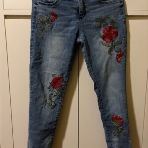 Floral Embroidered Skinny Jeans